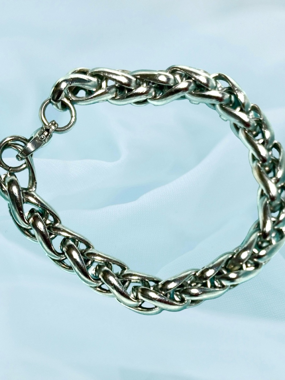 Chunky Stainless Steel Braided Chain Bracelet 7” New Unisex